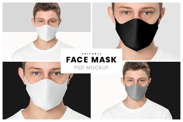 PSD modello psd di mockup di maschera facciale modificabile il nuovo normale annuncio di moda per adolescenti