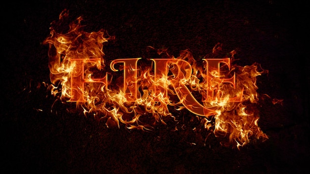 PSD editable fire text effect psd template