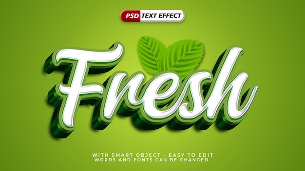 Editable fresh text effect with 3d style