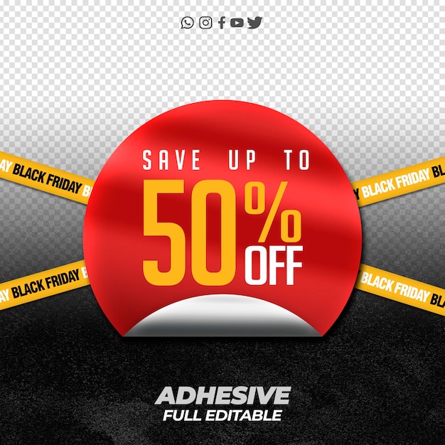 PSD editable full black friday promotional sticker