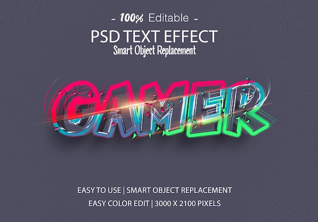 Effetto testo modificabile gamer 3d