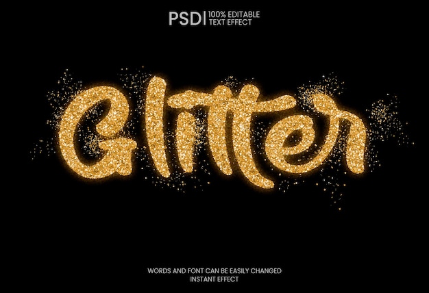 PSD effetto di testo glitter modificabile