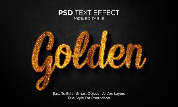 Editable golden text effect modern 3d creative and minimal font style