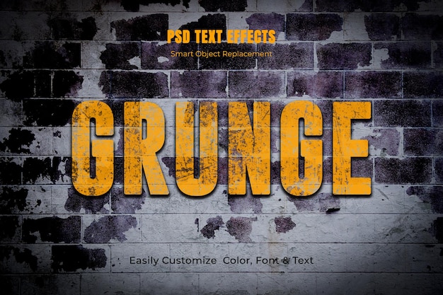 PSD editable grungy text effect