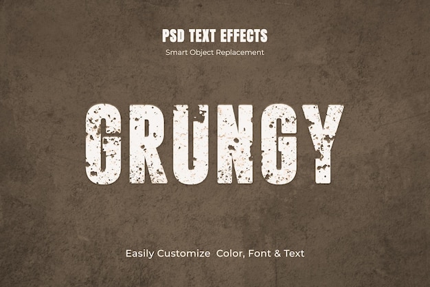 PSD editable grungy text effect