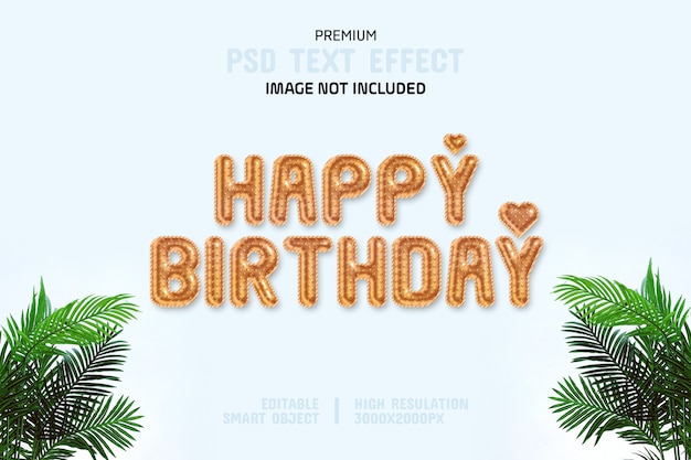 PSD editable happy birthday text effect template