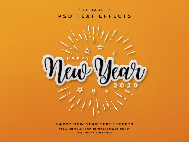 Editable happy new year 2020 text style effect