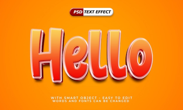 Editable hello 3d style text effect