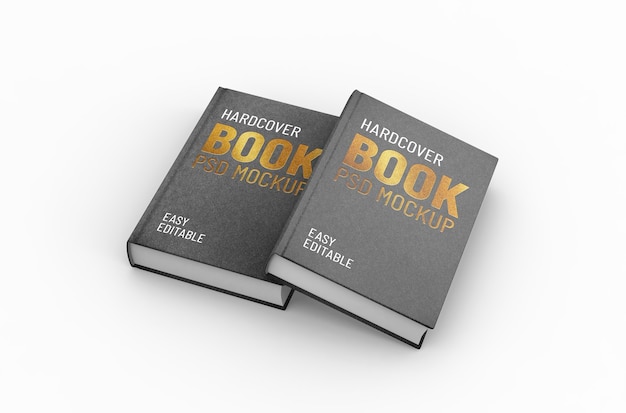 Editable high quality realistic small thick hardcover book mockup with gold lettering on title