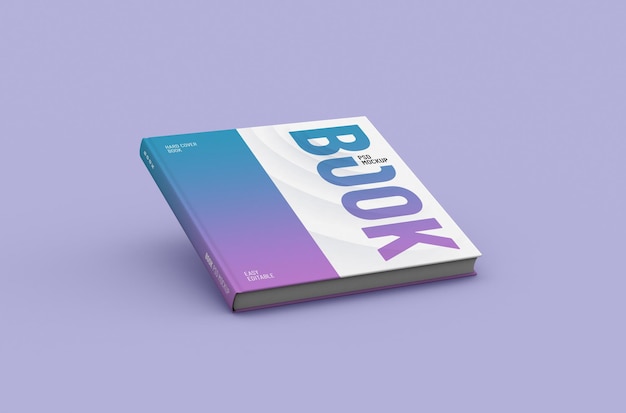 Editable high quality realistic square thick hard cover book mockup on a clean background