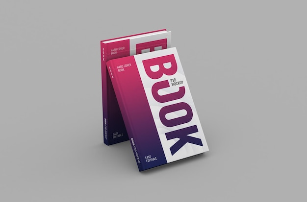 Mockup di libro con copertina rigida spessa e realistico modificabile di alta qualità su uno sfondo pulito