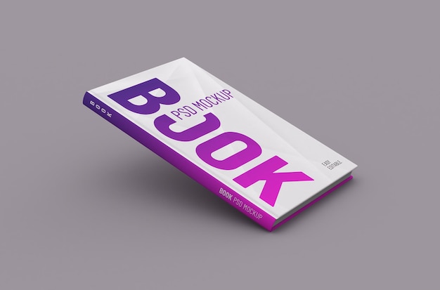 editable high quality realistic thin hard cover book mockup on a clean background