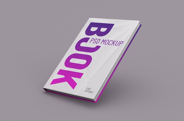 PSD きれいな背景に編集可能な高品質のリアルな薄いハードカバーの本のモックアップ