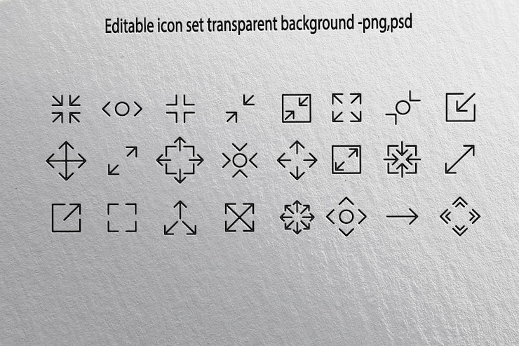 PSD editable icon set resize and scale symbols