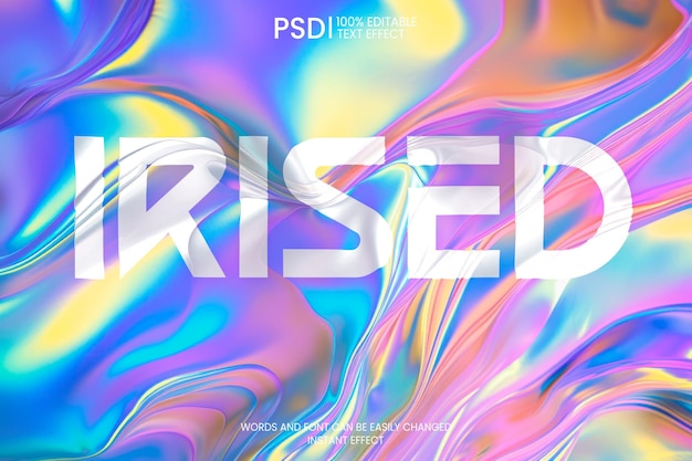 PSD editable irised text effect