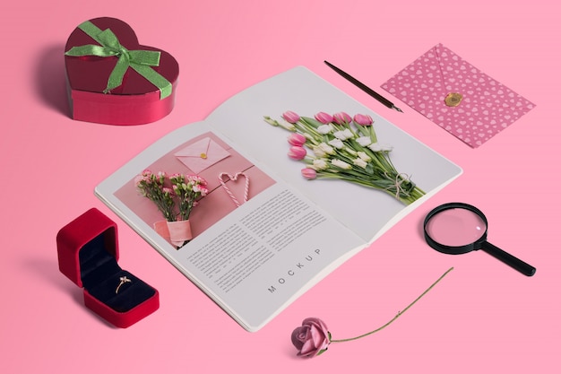 Editable isometric scene creator mockup with valentines day concept