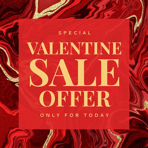 Editable liquid marble sale banner template for valentines day