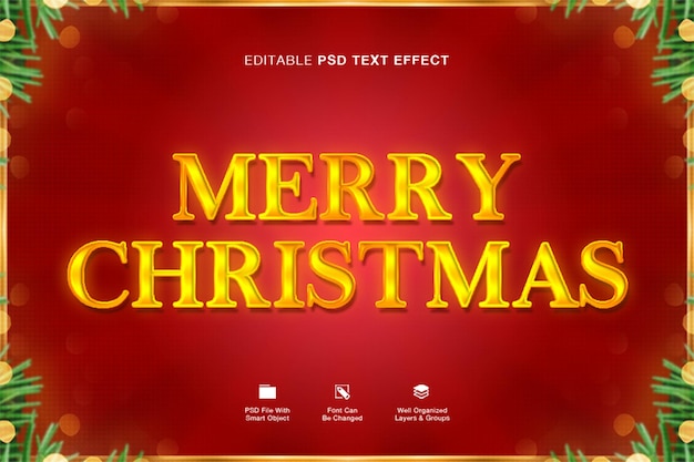 PSD editable merry christmas text effect