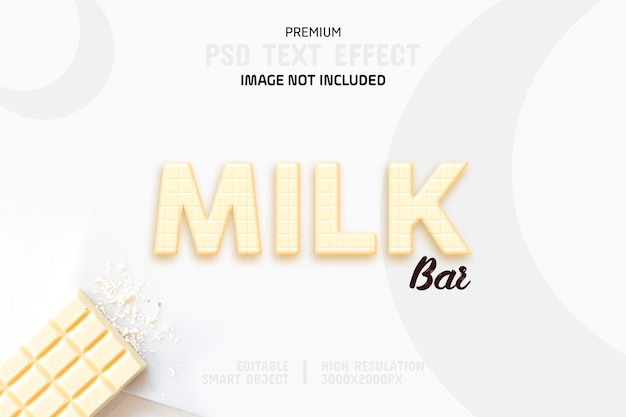 PSD modello modificabile di effetto del testo psd milk bar