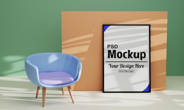 Editable minimalist interior poster frame mockup