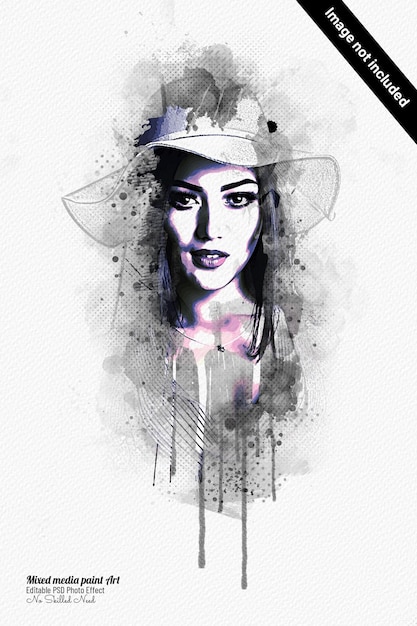 Editable mixed media art photoshop photo effect