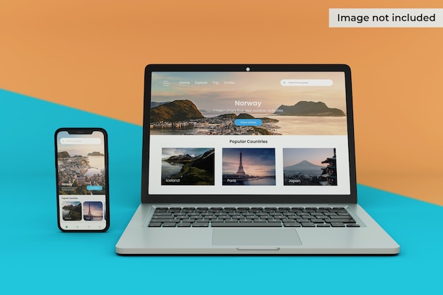Mockup di schermo modificabile per dispositivo mobile e laptop