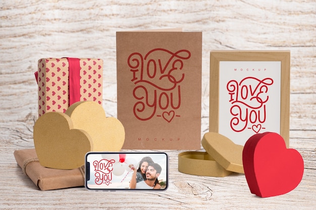 Editable mockup of valentine elements