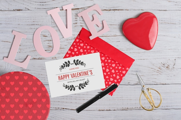 PSD editable mockup of valentine elements