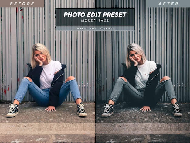 PSD editable moody photo edit preset filter for instagram pictures