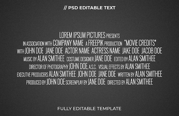 Editable movie credits