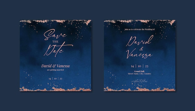 editable navy blue instagram wedding post template