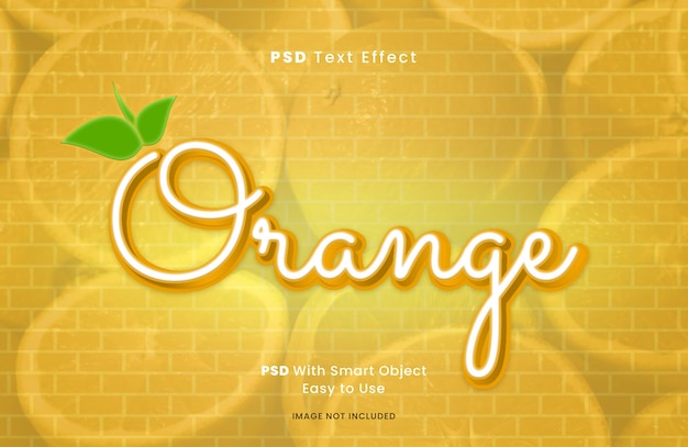 PSD editable orange 3d text effect with shiny orange style template