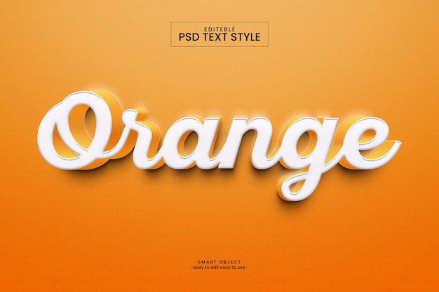 Редактируемый эффект стиля текста Orange PSD