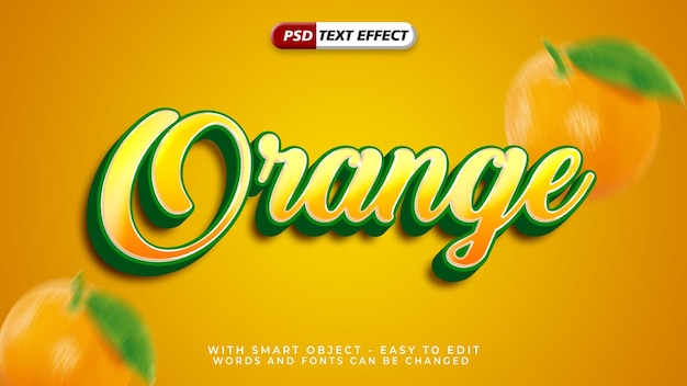 Editable orange text effect with 3d style