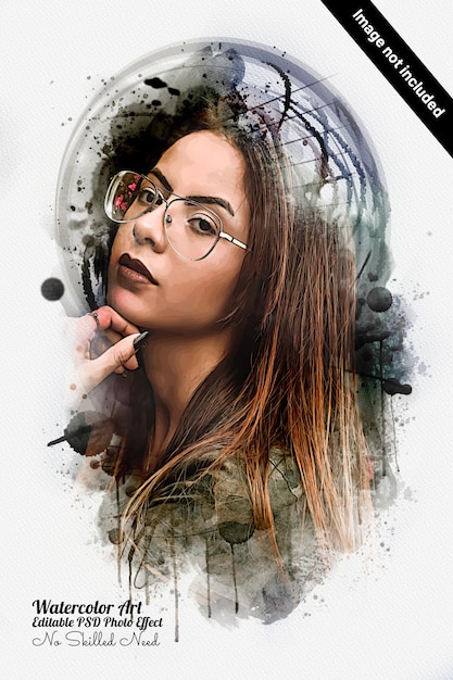 PSD editable painting watercolor photo effect