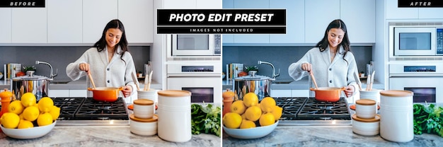 PSD editable photo edit preset filter for food and cooking blog instagram feed posts