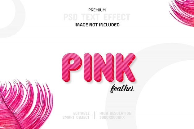 PSD 編集可能なピンクの羽のテキスト効果