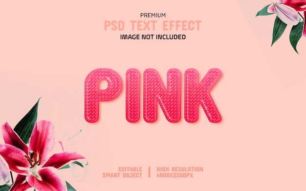 PSD editable pink flower text effect template