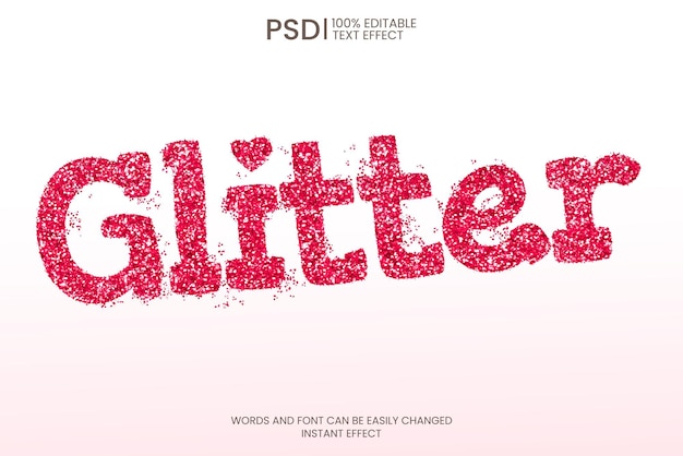 Effetto testo modificabile con glitter rosa