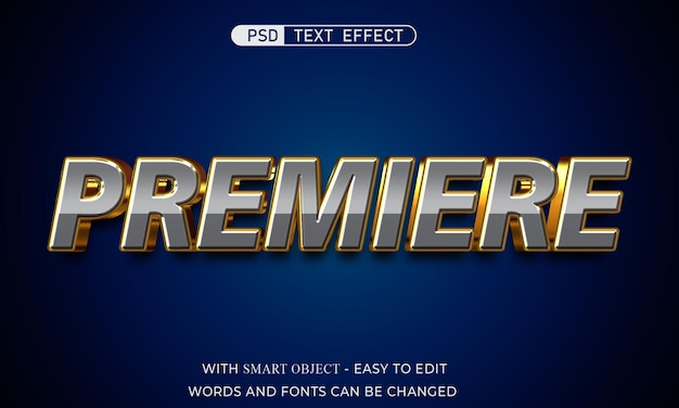 PSD editable premiere text effect 3d style