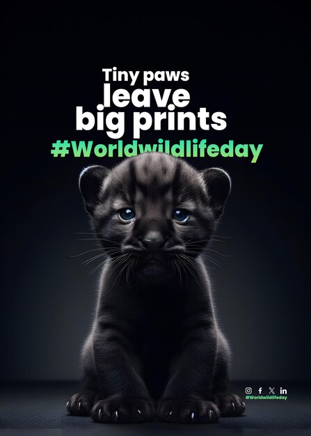 Editable psd banner template panthers message editable text world wildlife day