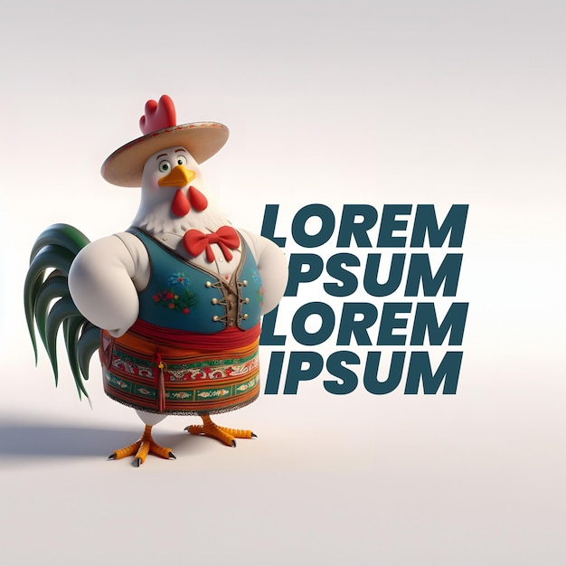 PSD editable psd banner template rooster chicken mascot editable text