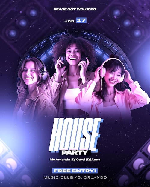 editable psd flyer club dj house party