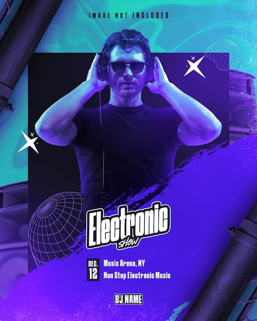 editable psd flyer dj electronic music show