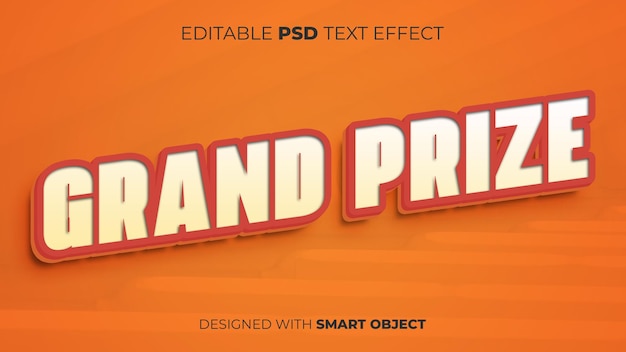 Editable psd text effect of grand prize for title copy poster event etc