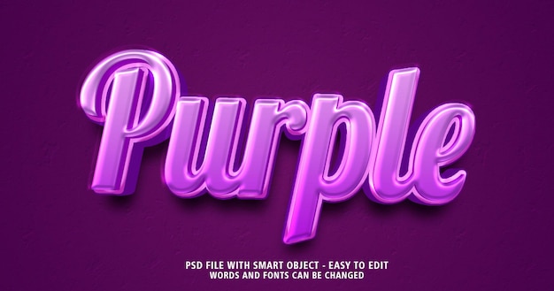 Editable purple text effet 3d style