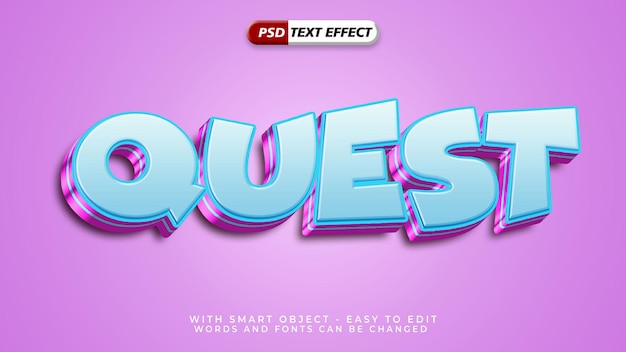 Editable quest text effect with 3d style