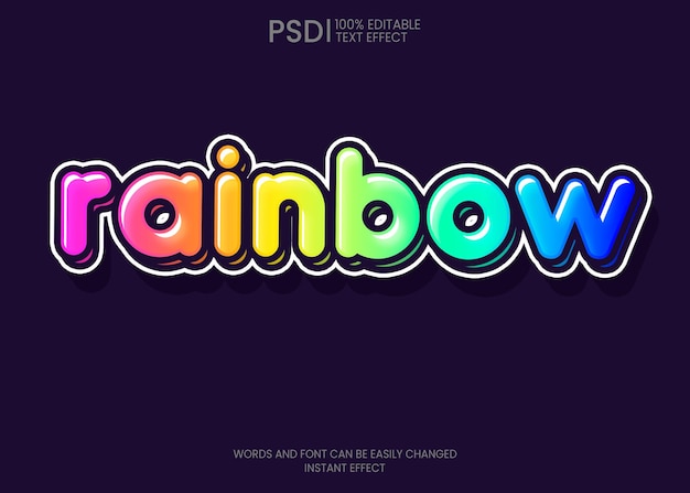 PSD editable rainbow text effect