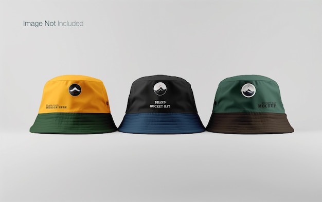 PSD editable realistic bucket hat mockup design isolated