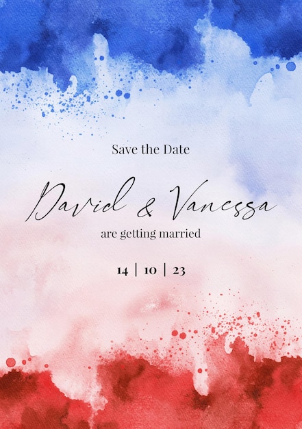 PSD editable red and blue save the date card design